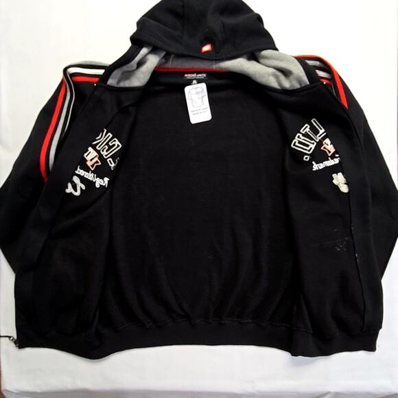 Ecko Unltd Hoodie Men's XL Black Zip Up Red Stripe Graphic Streetwear Jacket Y2K - Picture 7 of 11
